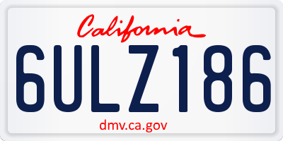 CA license plate 6ULZ186