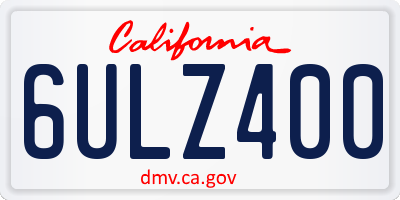 CA license plate 6ULZ400