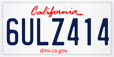CA license plate 6ULZ414