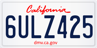 CA license plate 6ULZ425
