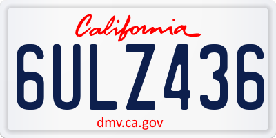 CA license plate 6ULZ436