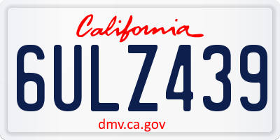 CA license plate 6ULZ439