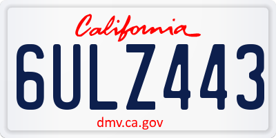 CA license plate 6ULZ443