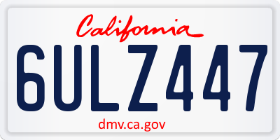 CA license plate 6ULZ447