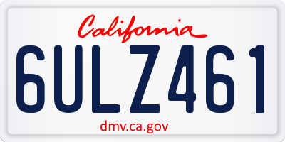 CA license plate 6ULZ461