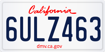 CA license plate 6ULZ463