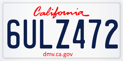 CA license plate 6ULZ472