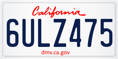 CA license plate 6ULZ475