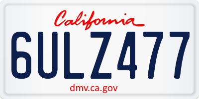 CA license plate 6ULZ477