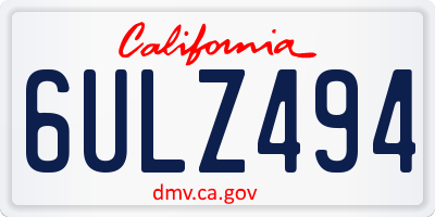 CA license plate 6ULZ494