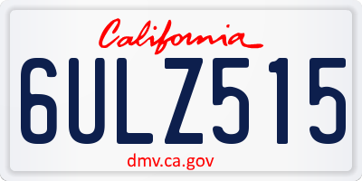 CA license plate 6ULZ515