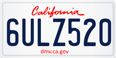 CA license plate 6ULZ520