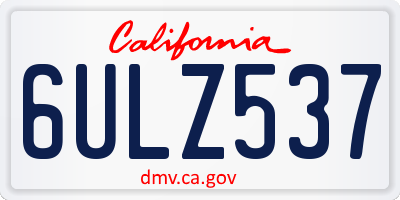 CA license plate 6ULZ537
