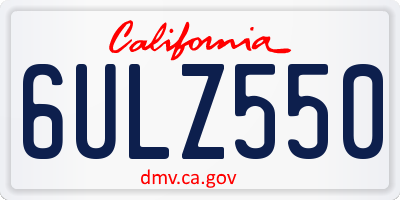 CA license plate 6ULZ550