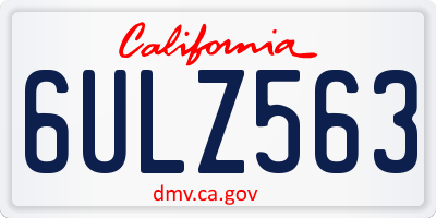 CA license plate 6ULZ563