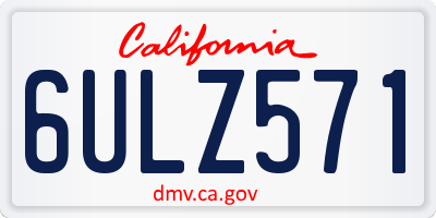 CA license plate 6ULZ571