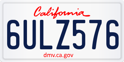 CA license plate 6ULZ576