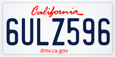 CA license plate 6ULZ596