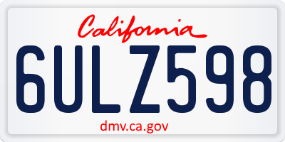 CA license plate 6ULZ598