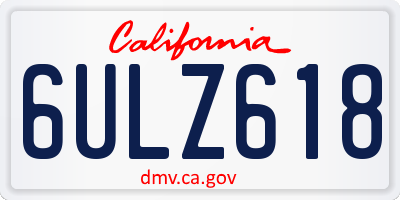 CA license plate 6ULZ618