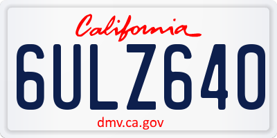CA license plate 6ULZ640