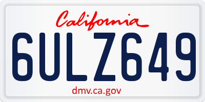 CA license plate 6ULZ649