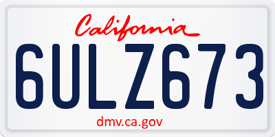 CA license plate 6ULZ673