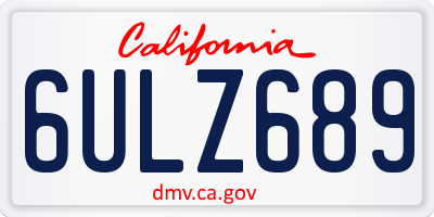 CA license plate 6ULZ689