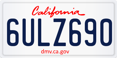 CA license plate 6ULZ690