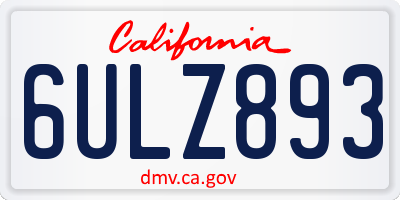 CA license plate 6ULZ893