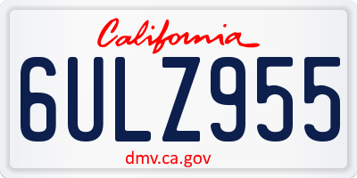 CA license plate 6ULZ955