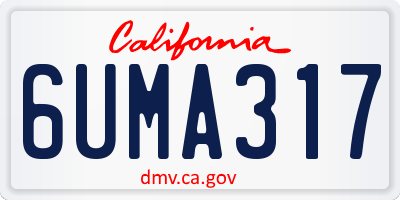 CA license plate 6UMA317