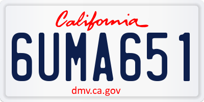 CA license plate 6UMA651