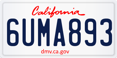 CA license plate 6UMA893