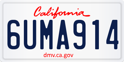 CA license plate 6UMA914