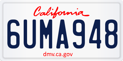 CA license plate 6UMA948