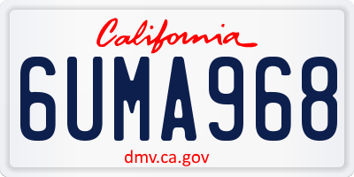 CA license plate 6UMA968