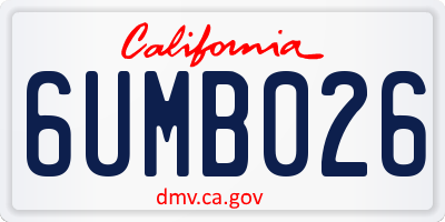 CA license plate 6UMB026