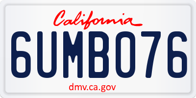 CA license plate 6UMB076