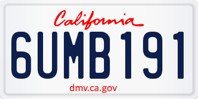 CA license plate 6UMB191