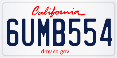 CA license plate 6UMB554