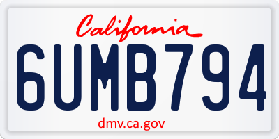 CA license plate 6UMB794