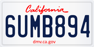 CA license plate 6UMB894