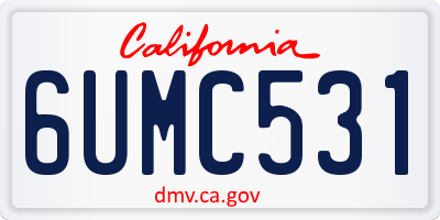 CA license plate 6UMC531