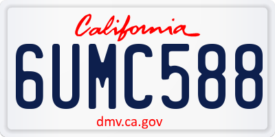 CA license plate 6UMC588