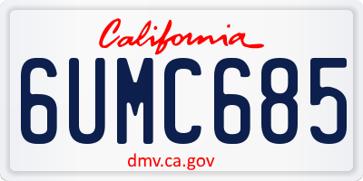 CA license plate 6UMC685