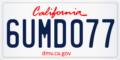 CA license plate 6UMD077