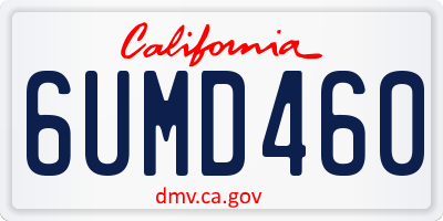 CA license plate 6UMD460