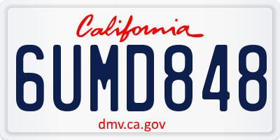 CA license plate 6UMD848