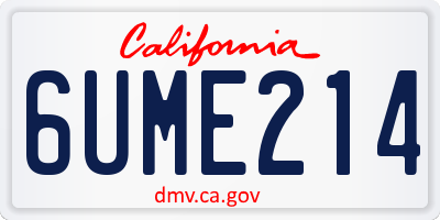 CA license plate 6UME214